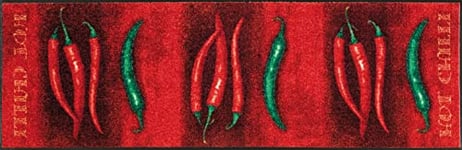 Wash+Dry Hot Chilli Tapis Del Sol, Polyamide Dos : Caoutchouc Nitrile, Multicolore, 60x180cm