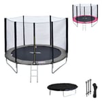 Happy Garden - Pack Premium Trampoline 180cm réversible gris / rose CAIRNS + filet, échelle, bâche et kit d'ancrage