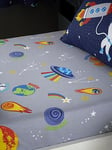 Catherine Lansfield Lost in Space Fitted Sheet - Grey, Grey, Size Double