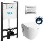 Pack Bâti-support Active + wc suspendu Vitra + Abattant soft close + plaque chrome ( ActiveS50softclose-2) - Roca