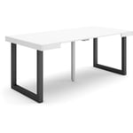 Table console extensible, Console meuble, 180, Pour 8 personnes, Pieds bois massif, Style moderne, Blanc - Skraut Home