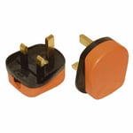 ORANGE Mains Electrical Plug 13A Fuse Fitted UK Power 500w Appliance