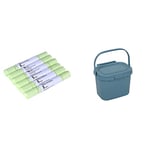 The Caddy Company Compostable Bin Liners 5 Litre, 150 Bags & Addis Everyday Kitchen Food Waste Compost Caddy Bin, 4.5 Litre, Air Blue, 518695