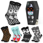 Disney Chaussettes Femme, Lot de 5 Chaussettes Fantaisie à Motifs - Cadeau Femme et Ado (Noir Jack Skellington)