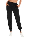 Aseniza Pantalon de Jogging Femmes,Pantalons de Sport Femme en 100% Coton Pantalon de Jogging Running Fitness Training,C-Noir,S