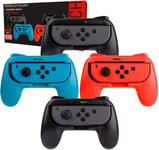 Grips (Poignées) Compatible Avec Nintendo Switch Joy-Cons Pour Plus De Confort - Quad Pack (2x Noir 1xrouge 1xbleu) Pour Super Smash Bros Ultimate[Yin143918]