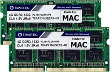 8 Go KIT(2x4Go) Compatible avec Apple DDR3 1333 MHz PC3-10600 CL9 pour Mac Book Pro (début/Fin 2011), iMac (mi-2010, mi/Fin 2011), Mac Mini (Mi-2011) Mise à Niveau de la RAM Mac