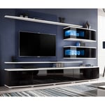 Meuble TV Design "Sonic" 284cm Noir & Blanc