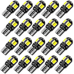 20 st W5W T10 Canbus 5730 8SMD 12V 6000K 194 168 LED-lampor Bilens innerbelysning Parkeringssignallampor (Vitt ljus)