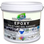 Peinture RESINE EPOXY pour sol béton Garage - Gris soie 9KG (60 à 80m²) PRET A L'EMPLOI - Trafic intense - Etanche et résistant