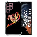 Cokitec Coque Renfocée en Verre Trempé pour Samsung Galaxy S23 Ultra Manga Fairy Tail Logo Noir