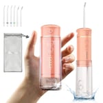 Water Flosser Cordless Travel, Mini Oral Irrigator with Telescopic Water Tank, 5 Modes, 6 Jet Tips, IPX7 Waterproof Electric Portable Water Teeth Cleaner Picks for Braces Bridges Care