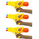 KIDS WATER PISTOLS X3 WATER GUNS SUMMER POOL BEACH PARTY FUN YELLOW AND GREEN