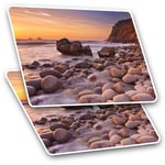 2 x Rectangle Stickers 7.5 cm - Porth Nanven Cornwall Beach England Cool Gift #1