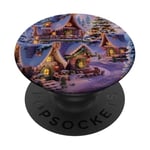 Village Enneigé Hiver Neige Noël Modèle Flocons De Neige PopSockets PopGrip Adhésif