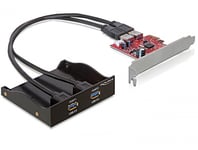 DELOCK – PCIe x1 card, USB 3.0, 2xTyp A ports in the front, floppy power (61775)