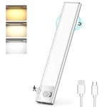 Lureshine Lampe de Placard 76 LED, Lampe à Détecteur de Mouvement Rechargeable USB Sans Fil, Luminosité Réglable avec 3 Couleurs Reglette Led Cuisine pour Armoires, Escalier, Couloir