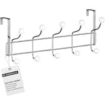 Over Door Hook for Clothes Hanging, Stainless Steel Over Door Hanger for Bedroom Bathroom Storage - Heavy Duty Over Door Storage Coat Rack for Towel, Purse, Robe, Keys - Over The Door Hanger 10 Hooks