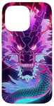 Coque pour iPhone 14 Pro Max Cyber Dragon fluo