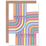 Birthday Happy Groovy Graphic Retro Greetings Card Plus Envelope Blank inside