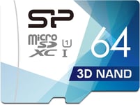 Silicon Power 64GB 3D NAND High Speed MicroSD Card for Dashcams and Home