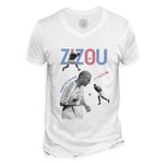 T-Shirt Homme Col V Zidane Zizou Vintage Footballeur Foot Star