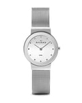 Skagen Freja Montre pour Femmes, Mouvement à Quartz, Bracelet en Acier Inoxydable Ou en Cuir, Ton Argenté, 26Mm