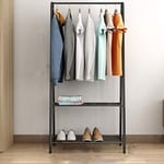 Armoire Multifonctionnel Porte-Manteau Sol Debout Vêtements Suspendus Étagère De Rangement Cintre Racks Simple Métal Fer Meubles De Chambre À Coucher 153 * 60 * 36cm Blanc