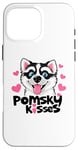 Coque pour iPhone 16 Pro Max Funny Pomsky Lover Kisses Puppy Dog Mom Pomskies