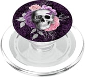 Coque pour téléphone portable Motif tête de mort Violet/rose PopSockets PopGrip pour MagSafe