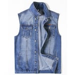 Men  RetroDenim Jacket Classic Trucker Vest Western Style Bodywarmer Waistcoat