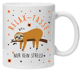 Acen Merchandise Tasse avec inscription en allemand | Relax Tasse | Tasse imprimée paresseux | Tasse à café tasse à thé Idée cadeau | Tasse & boîte cadeau (blanc)