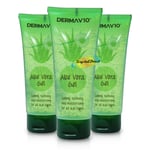 3x Derma V10 Aloe Vera Cooling Soothing & Moisturising Gel 75ml After Sun