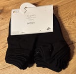 NEXT Kids 10 Pack Trainer Socks Junior Size 9-12 Age 5/8 Years BNWT £14.95 Black