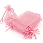 KAEHA S-IT-008-06 Lot de 50 sachets en organza avec cordon de serrage, pour bijoux, bonbonnières, 3,5 x 4,5 pouces, rose