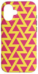 Coque pour iPhone 16 Pink Vivid Yellow Triangle Zigzag Line Abstract Pattern