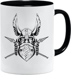 Jungle Mug Tasse viking nordique | Idée cadeau pour les hommes âgés, papa, grand-père, tasse à café, motif viking, tête de mort, chope à bière thors hammer (VIKING015)