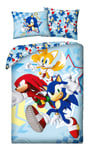 Set Lit Sonic Thè Hedgehog Tails Knuckles Couette 140x200 Coton Taie D'Oreiller