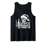 Skeleton Santa Hat Halloween Funny Bones Skull Men Women Tank Top