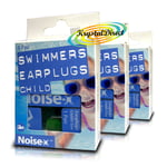 3x Noise-X Swimmer / Swimming Reusable Soft Silicone Ear Plugs for Adult 1 Pair