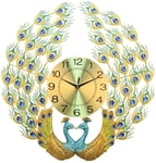 Horloge Murale Vintage, Horloge de Salon décoration Maison Horloge Murale Paon décoration Horloge Murale en Verre, Horloge Murale décorative Salon, Bleu