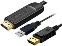 PremiumCord Câble HDMI 2.0 vers DisplayPort 1.2, résolution 4 K @ 60 Hz 2160p Full HD 1080p 3D, Couleur Noir, Longueur du câble 2 m