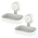 LEVERLOC 2 PCS Porte Savon à Ventouse sans Perçage & Réutilisable, 1 Seconde d'Installation Porte Savon Douche, Charge 5 KG, Impérable Support pour Carrelage, Paroi de Douche Salle de Bain