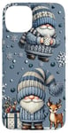 iPhone 15 Plus Blue Christmas Gnomes And Baby Reindeer Snowflake For Winter Case