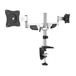 RICOO Dual Monitor Stand Tilt TS5211 Swivel 13-27 Inch VESA 75x75 100x100 Double Arm Mounting System LED LCD Screen Desk Mount Silver