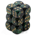 Chessex Chessex D&D Jeu de dés DND en Plastique polyédrique boréale, Jade et dorés, de 16 mm, dés Donjons et Dragons, avec 12 dés D6, Divers (CHX27615)