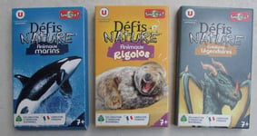 Lot 3 jeux 20 cartes Défis Nature Bioviva U Animaux marins, rigolos, Créatures..