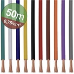 Quadrios 22CW005 Assortiment de cordons 1 x 0.75 mm² blanc, bleu, marron, orange, vert, jaune, gris, violet, noir, roug