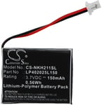 Yhteensopivuus  Nokia HS-21W, 3.7V, 150 mAh