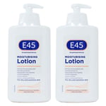 E45 Dermatological Moisturising Lotion Sensitive Skin Care Twin Pack of 2x 500ml